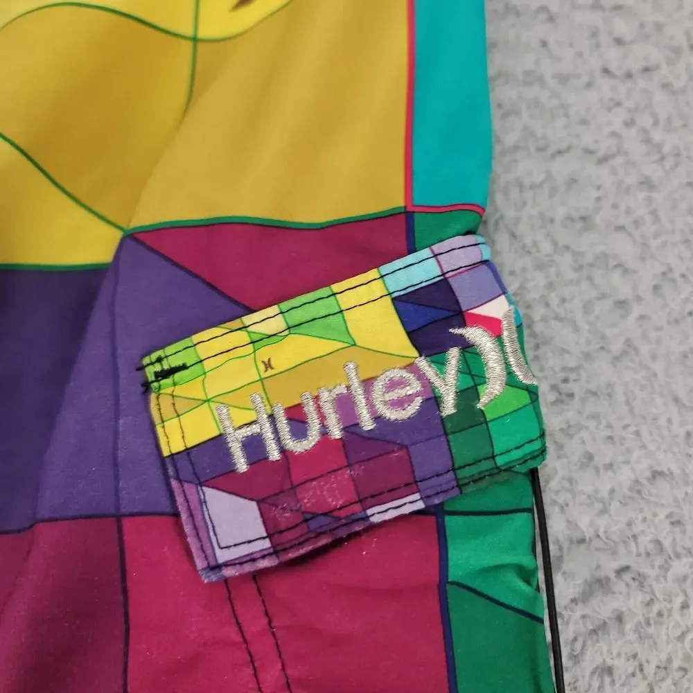 Hurley Shorts Mens 28 Colorful Colorblock Board Outdoors‎ Drawstring Casual Swim